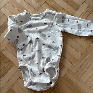 H&M White and Brown Squirrel Print Bodysuit